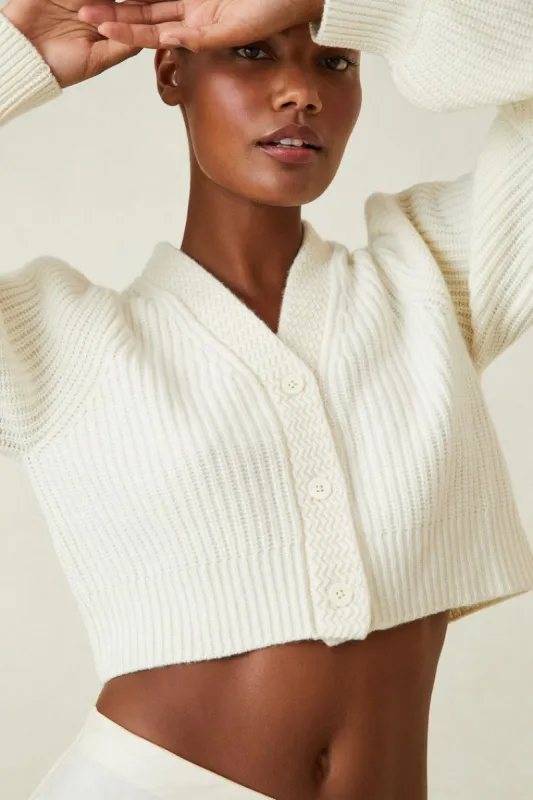 Avignon Crop Cardigan- Ivory sold by LoveShackFancy