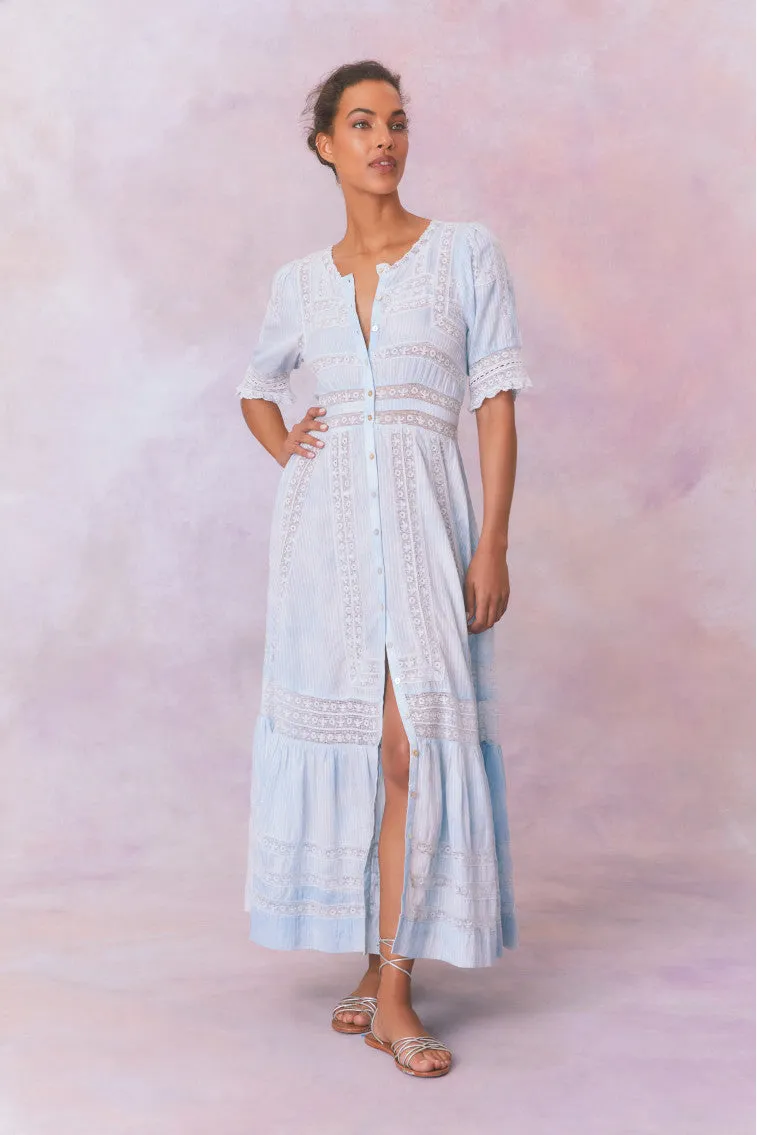 Minka Stripe Hand Dye Lace Maxi Dress sold by LoveShackFancy product image thumbnail 4