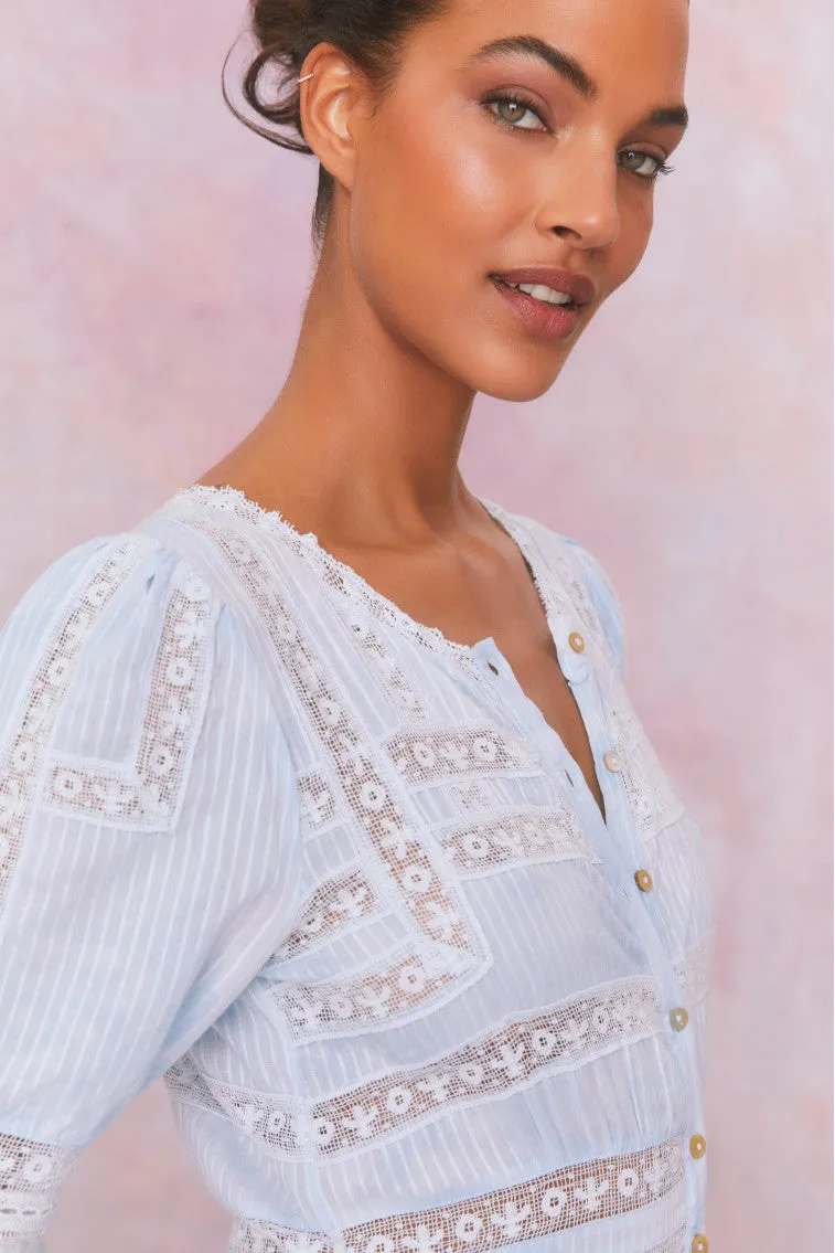 Minka Stripe Hand Dye Lace Maxi Dress sold by LoveShackFancy product image thumbnail 3