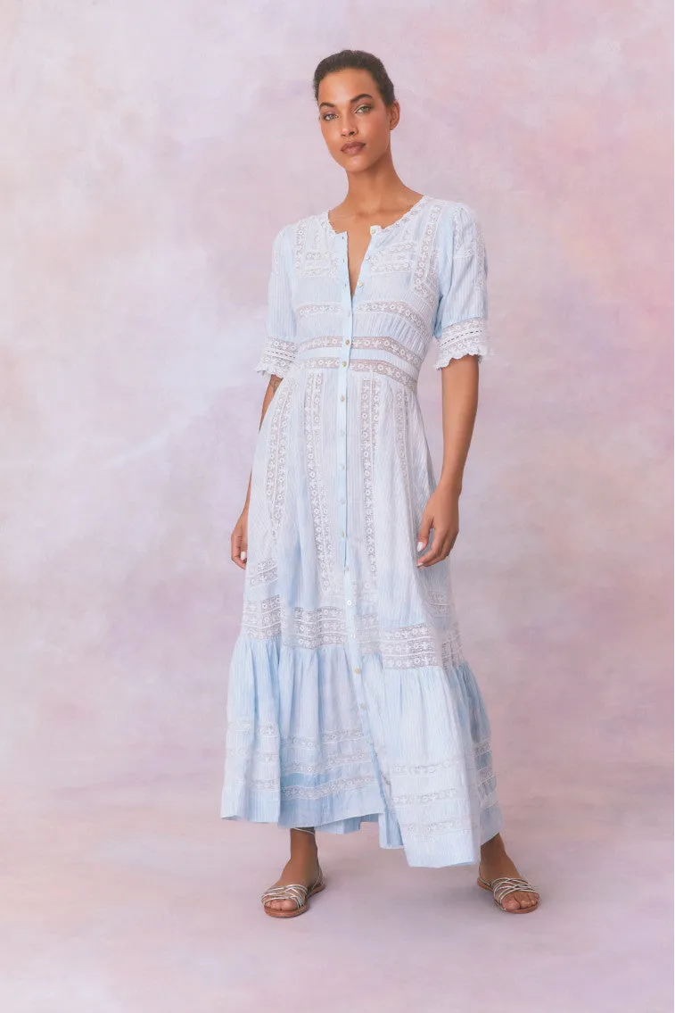 Minka Stripe Hand Dye Lace Maxi Dress sold by LoveShackFancy product image thumbnail 5