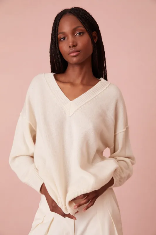 Perrine Cashmere V-Neck Pullover sold by LoveShackFancy