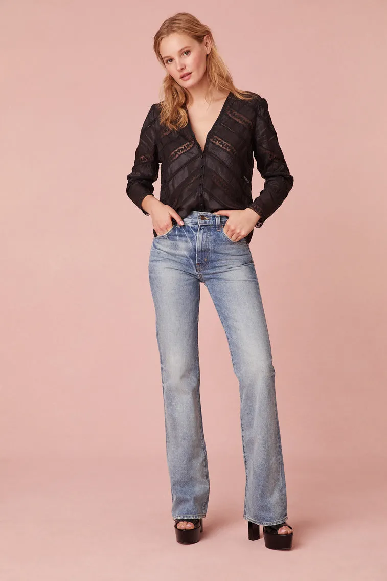 Tandra V-Neck Blouse- BLACK sold by LoveShackFancy product image thumbnail 3