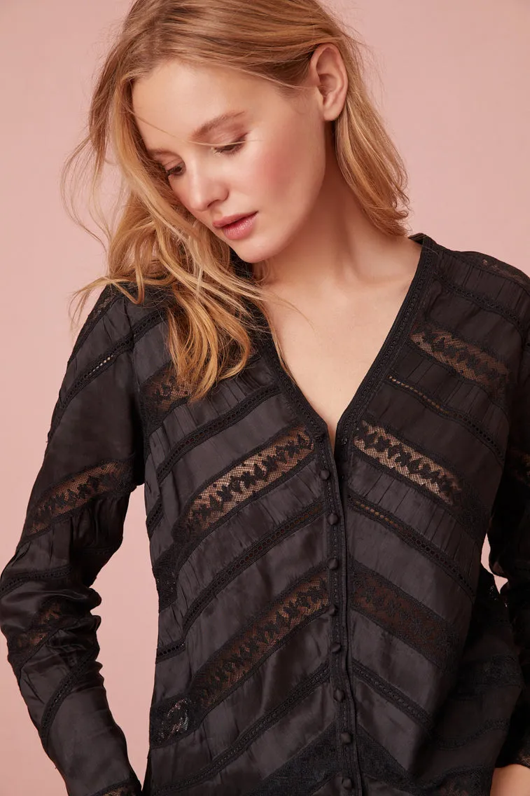 Tandra V-Neck Blouse- BLACK sold by LoveShackFancy product image thumbnail 2