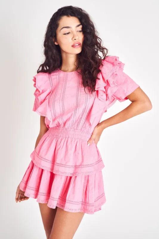 Natasha Mini Dress - VIVID PINK sold by LoveShackFancy