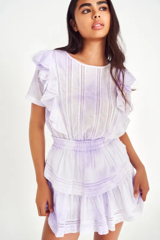 Natasha Heritage Mini Dress - VIOLET SPLASH HAND DYE sold by LoveShackFancy