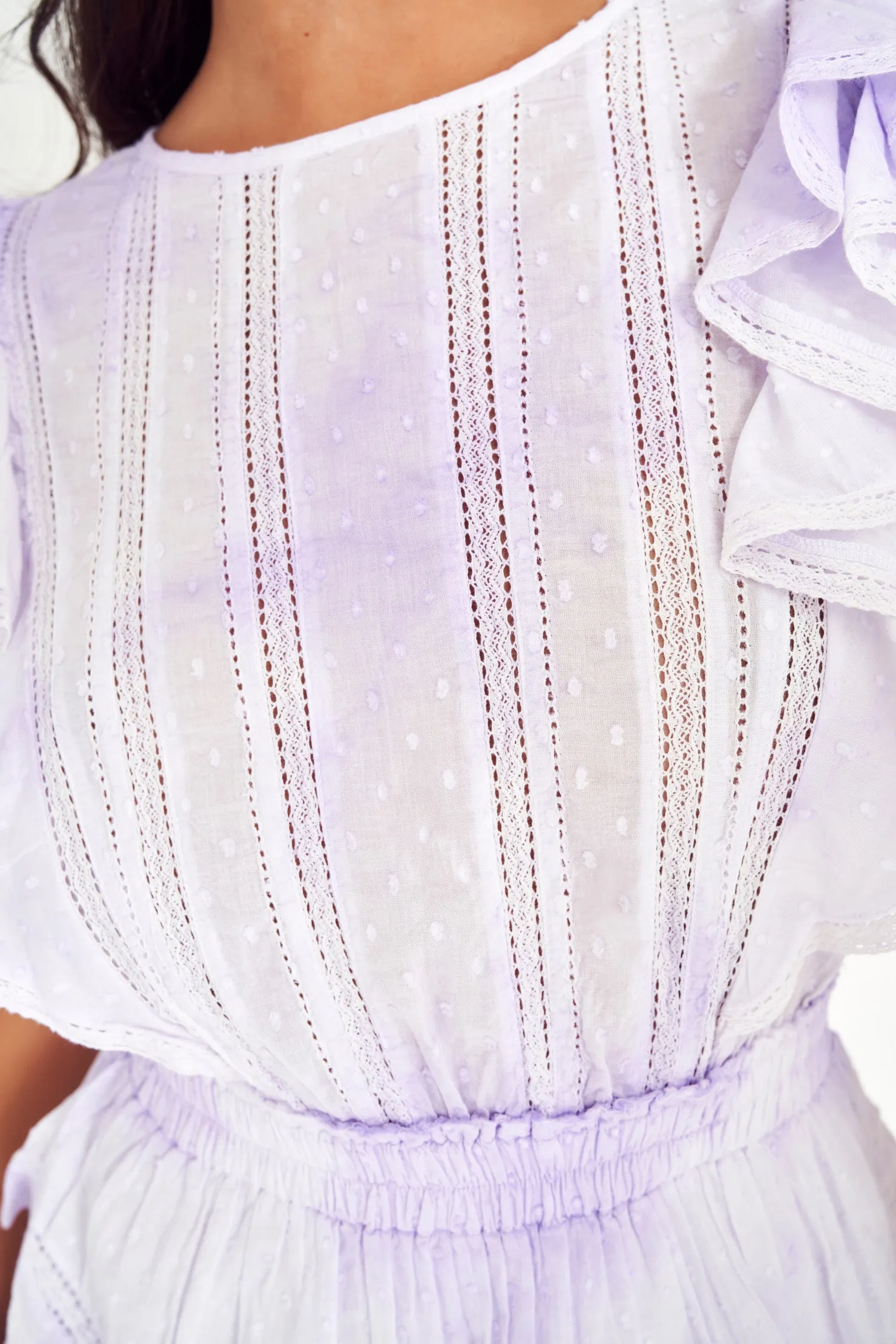 Natasha Heritage Mini Dress - VIOLET SPLASH HAND DYE sold by LoveShackFancy product image thumbnail 2