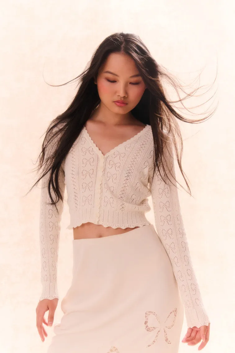 Petra Bow Pointelle Cardigan sold by LoveShackFancy product image thumbnail 2