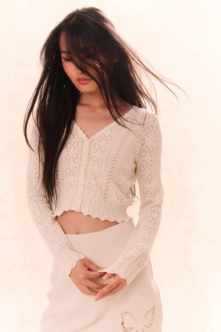 Petra Bow Pointelle Cardigan sold by LoveShackFancy product image thumbnail 3
