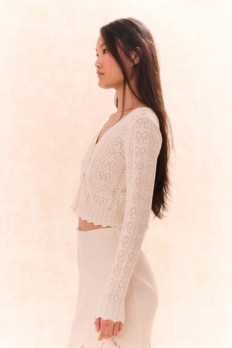 Petra Bow Pointelle Cardigan sold by LoveShackFancy product image thumbnail 4