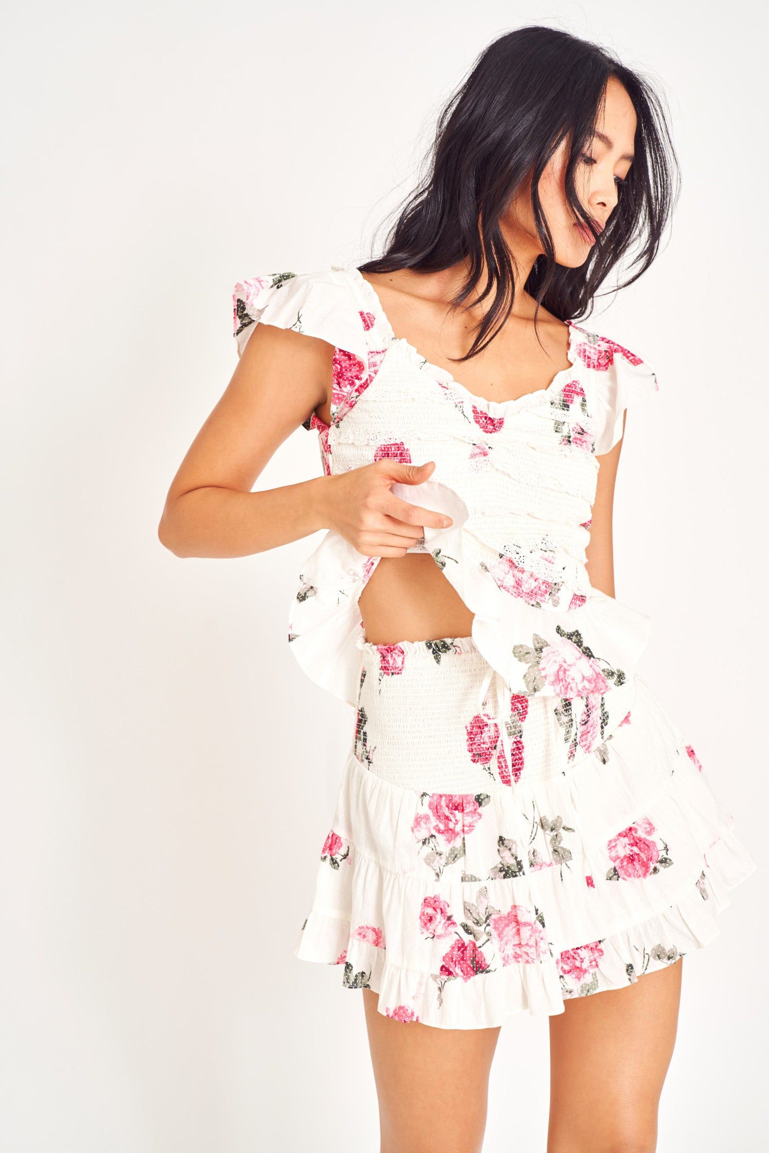 Aldana Mini Skirt - PARADISE PINK sold by LoveShackFancy