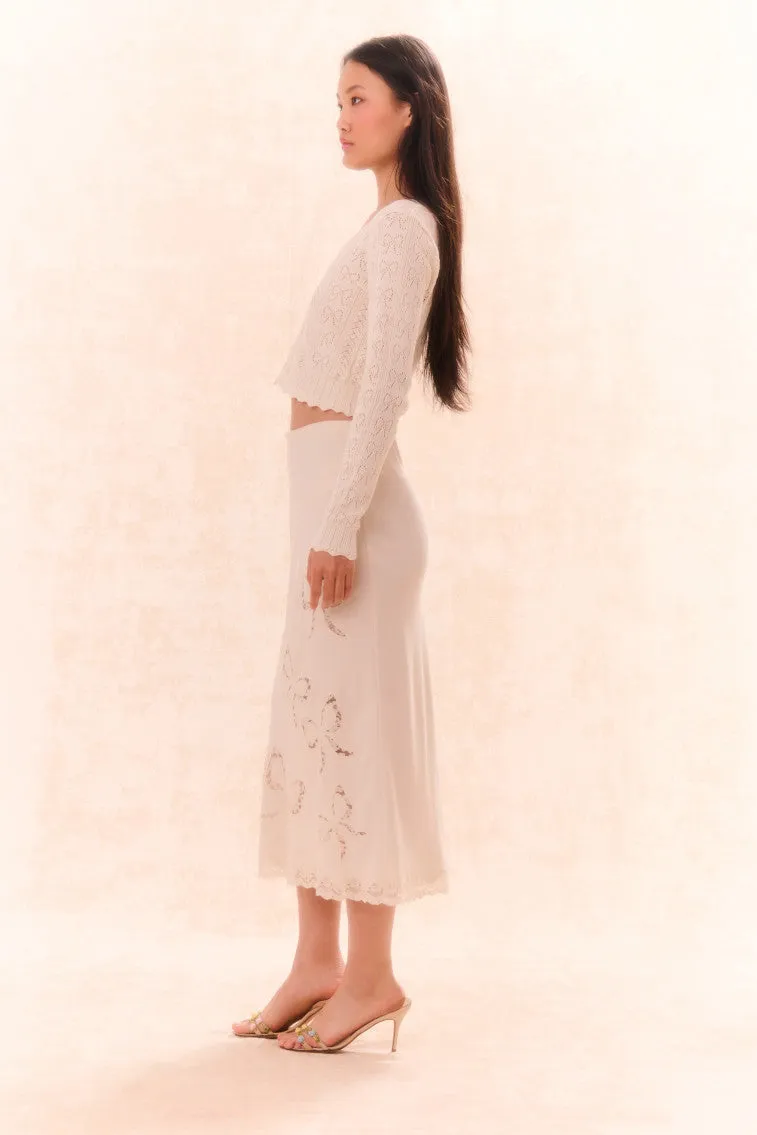 Darion Scallop Lace Bow Midi Skirt sold by LoveShackFancy product image thumbnail 5