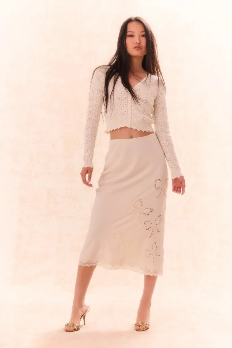 Darion Scallop Lace Bow Midi Skirt sold by LoveShackFancy product image thumbnail 4