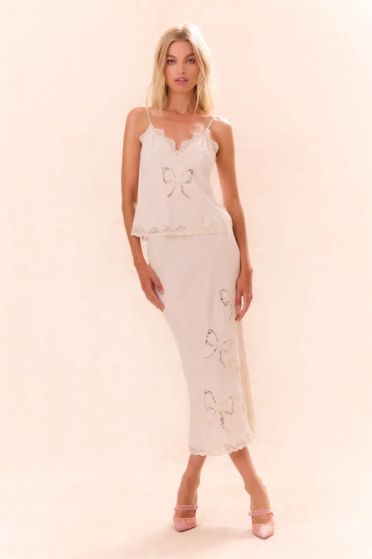 Darion Scallop Lace Bow Midi Skirt sold by LoveShackFancy product image thumbnail 3