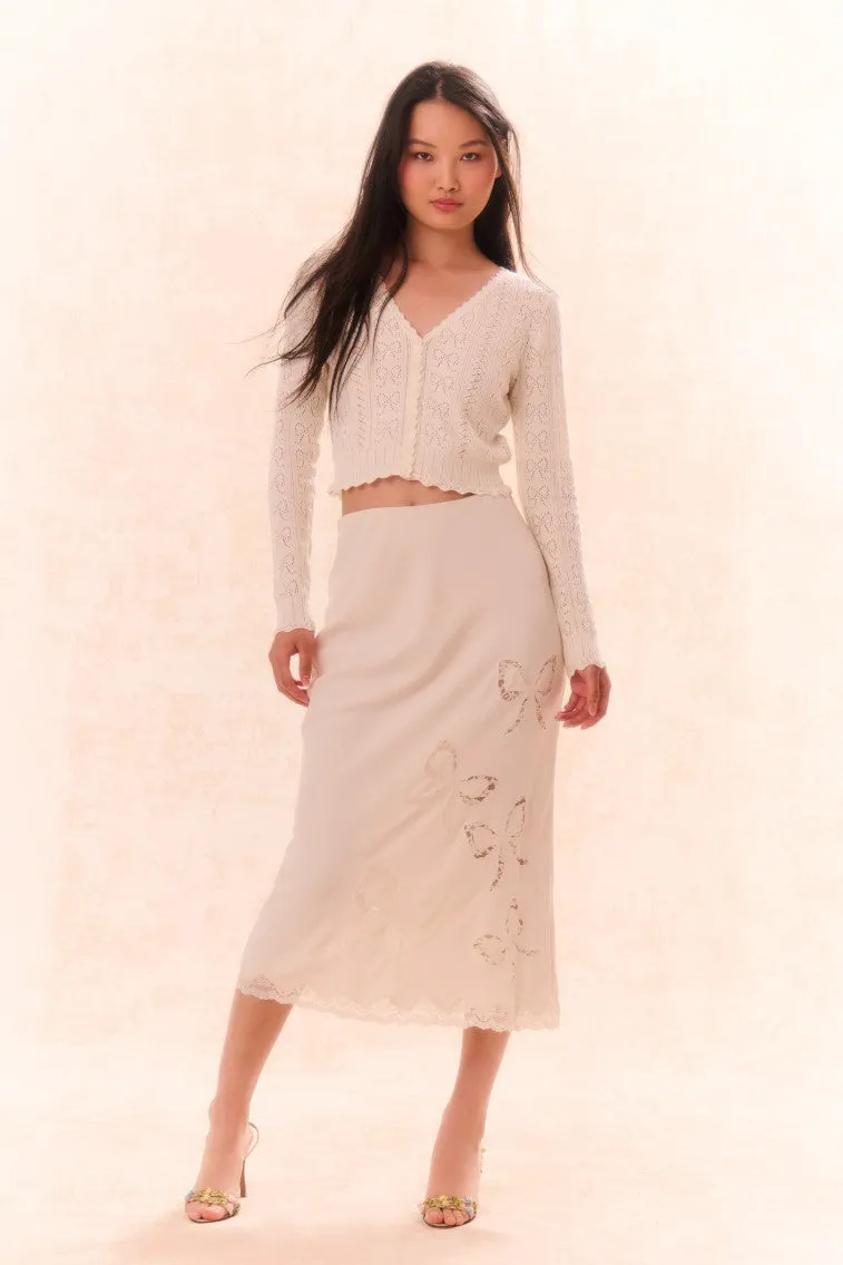 Darion Scallop Lace Bow Midi Skirt sold by LoveShackFancy product image thumbnail 2