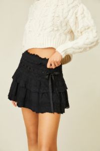 Ora Mini Skirt - BLACK sold by LoveShackFancy