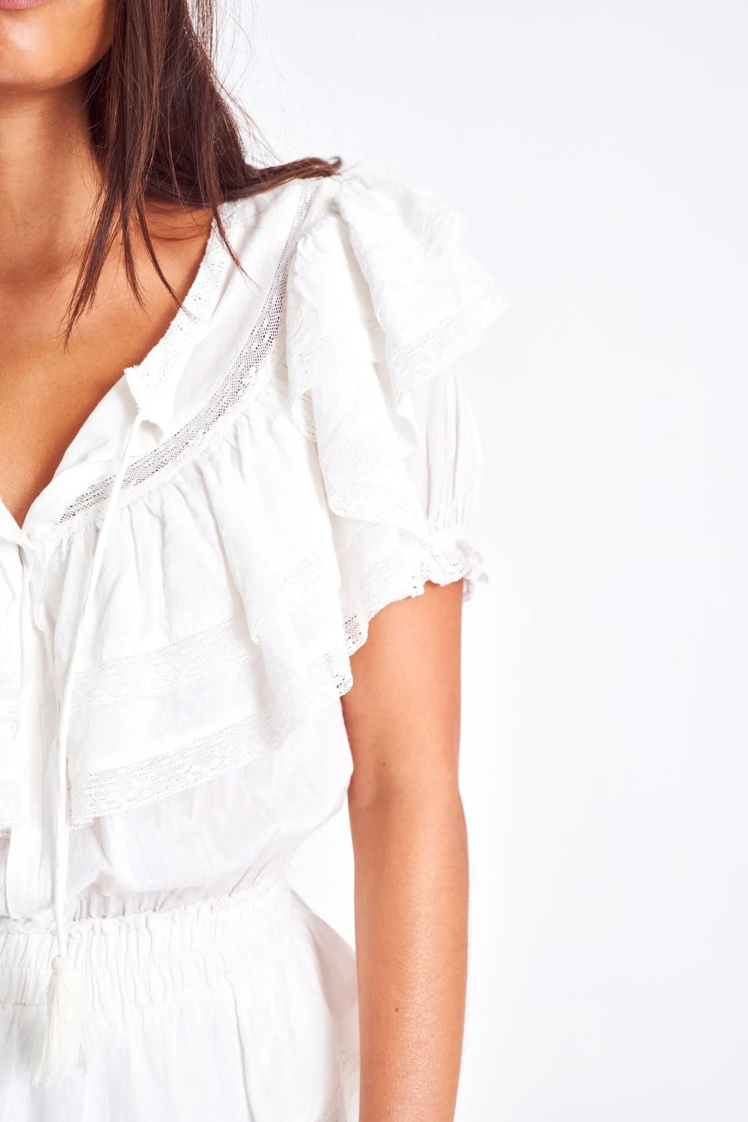 liv cotton ruffled dress The Handloom Natural Turkish Cotton Liv Mini Ruffle Dress Fashion Funster