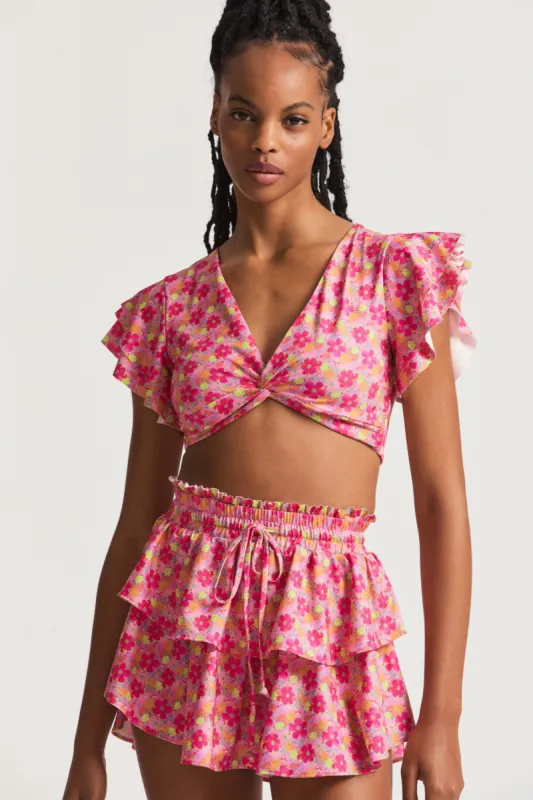 Kiella Ruffle Crop Top sold by LoveShackFancy