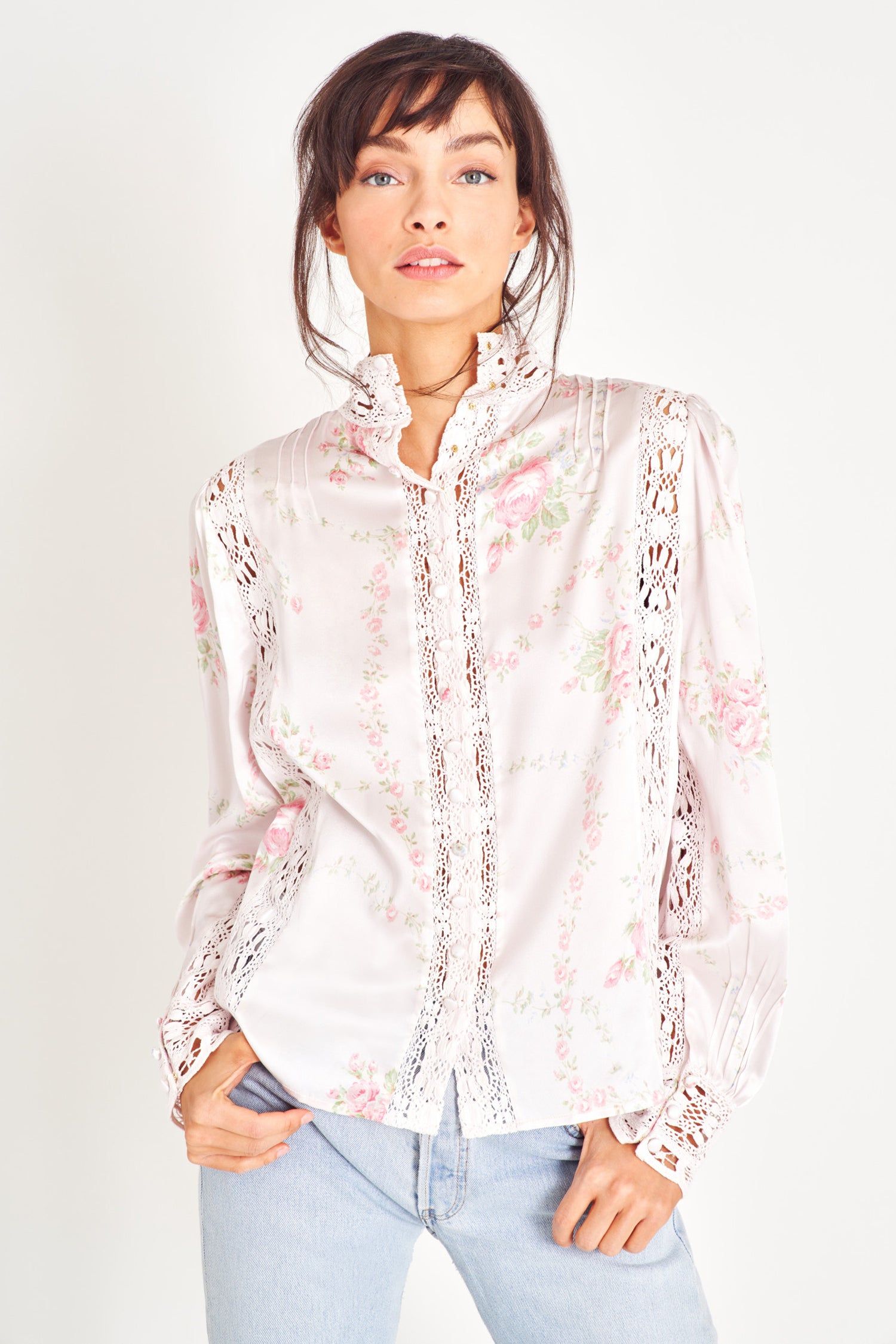 Jacque Silk Top sold by LoveShackFancy