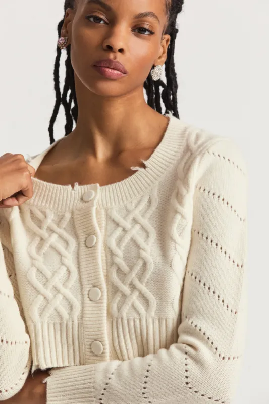 Lindita Ultra Crop Cardigan sold by LoveShackFancy