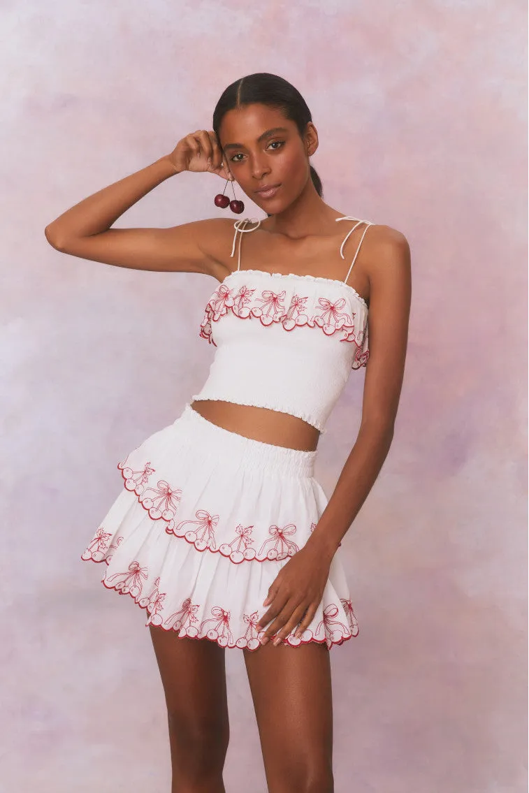 Amparo Embroidered Cotton Mini Skirt sold by LoveShackFancy