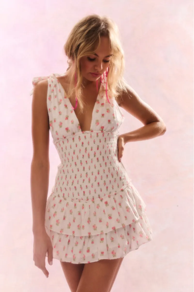 Rossi Cotton Floral Smocked Mini Dress | Parallel