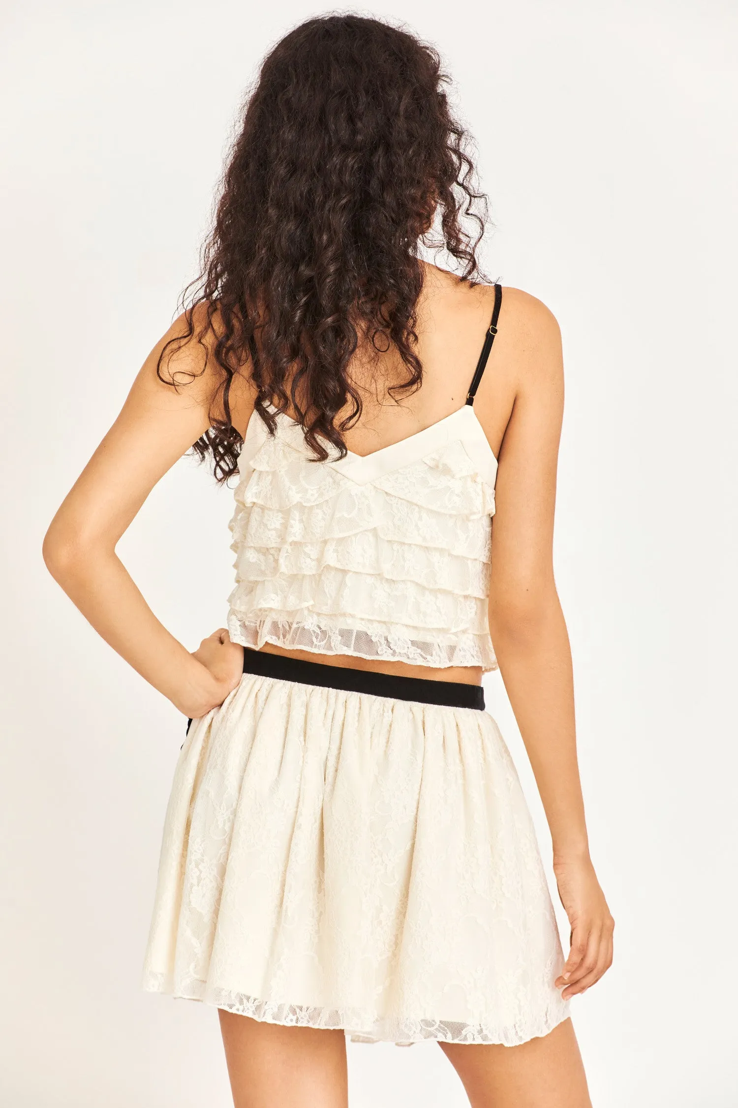 Dame Chantilly Lace Mini Skirt sold by LoveShackFancy product image thumbnail 5