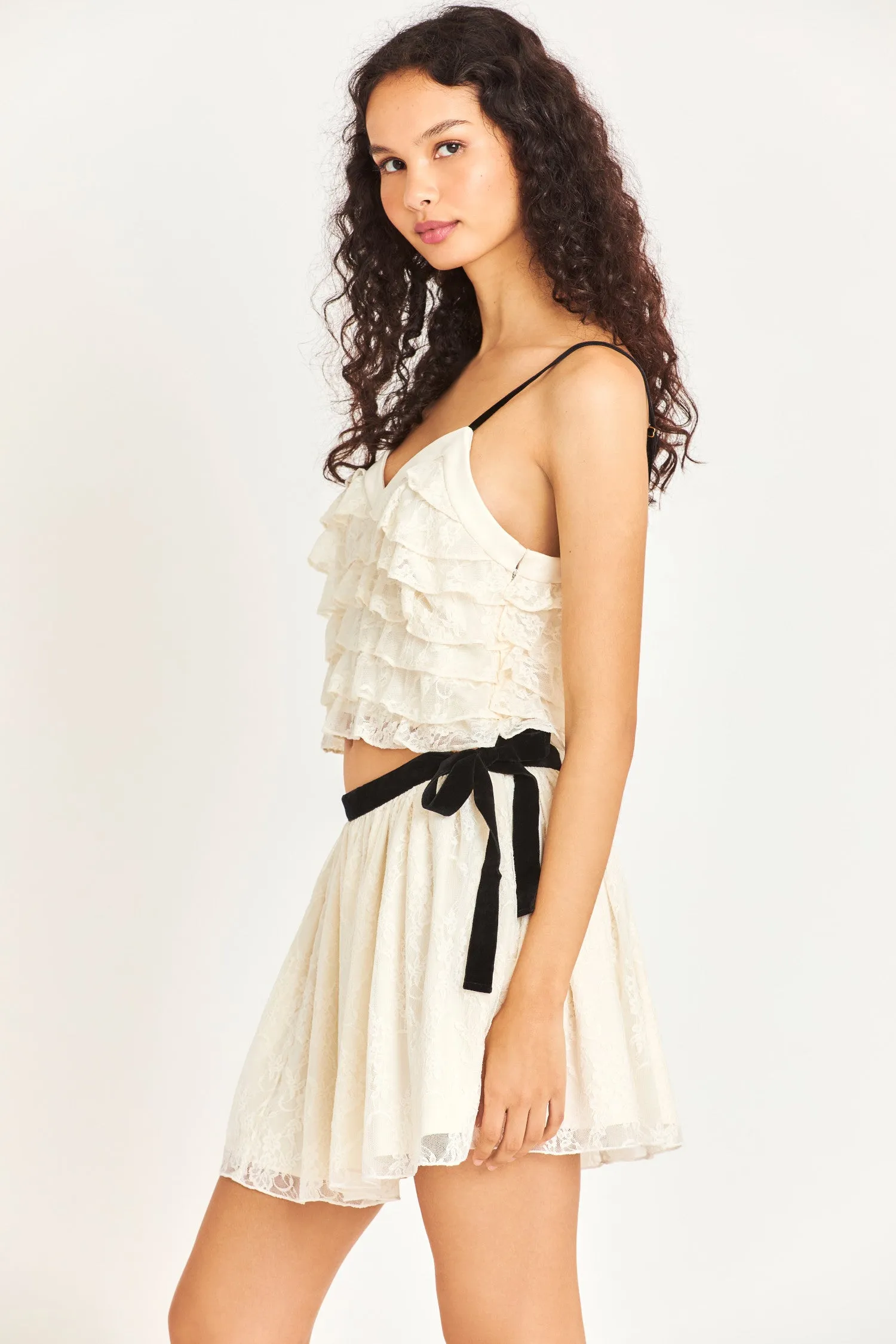 Dame Chantilly Lace Mini Skirt sold by LoveShackFancy product image thumbnail 2