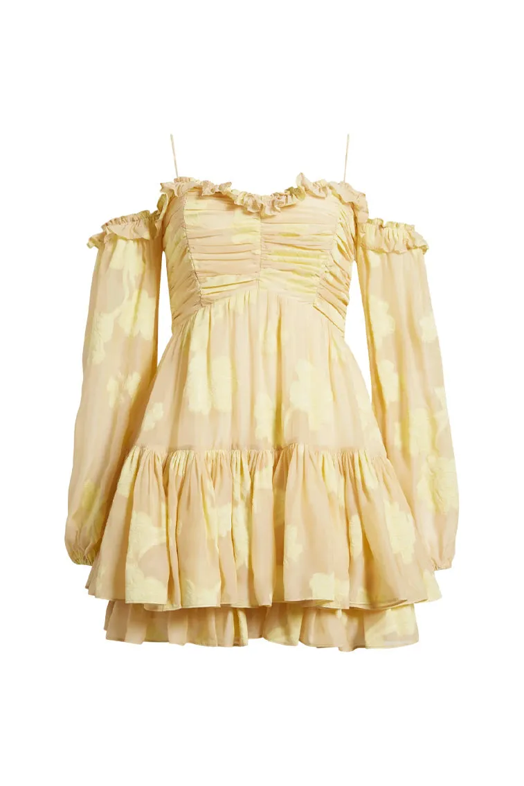 Zennia Off-Shoulder Silk Mini Dress-DAISY YELLOW sold by LoveShackFancy product image thumbnail 2
