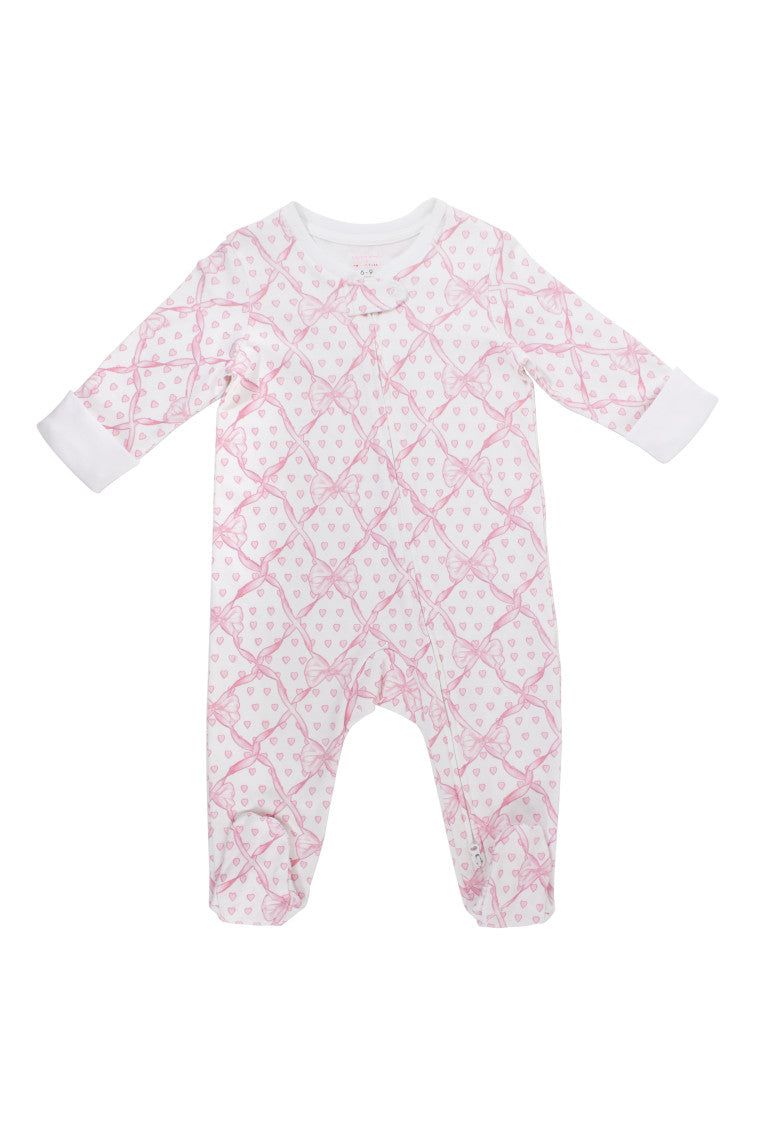 Roller Rabbit x LoveShackFancy Baby Bow Hearts Infant Zipper Footie sold by LoveShackFancy product image thumbnail 3