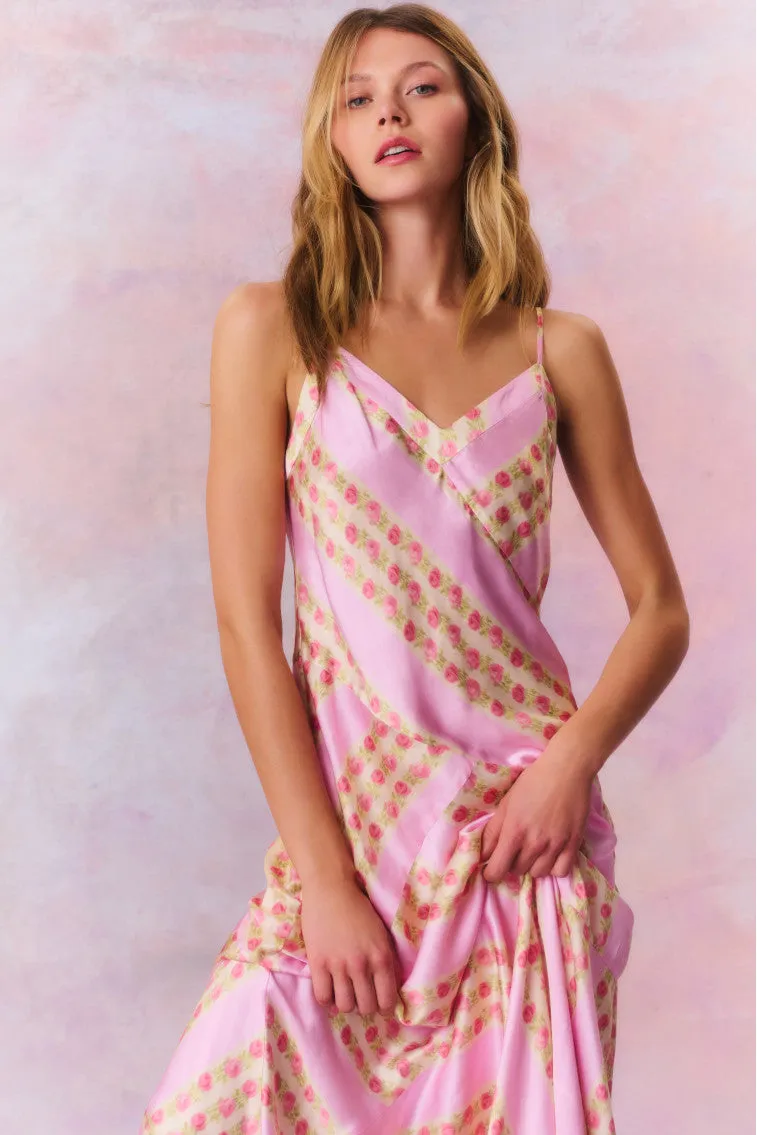 Azalea Satin Floral Maxi Dress sold by LoveShackFancy