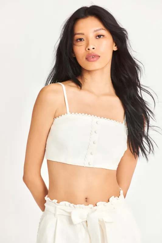 Emmalou Linen Bralette Top sold by LoveShackFancy