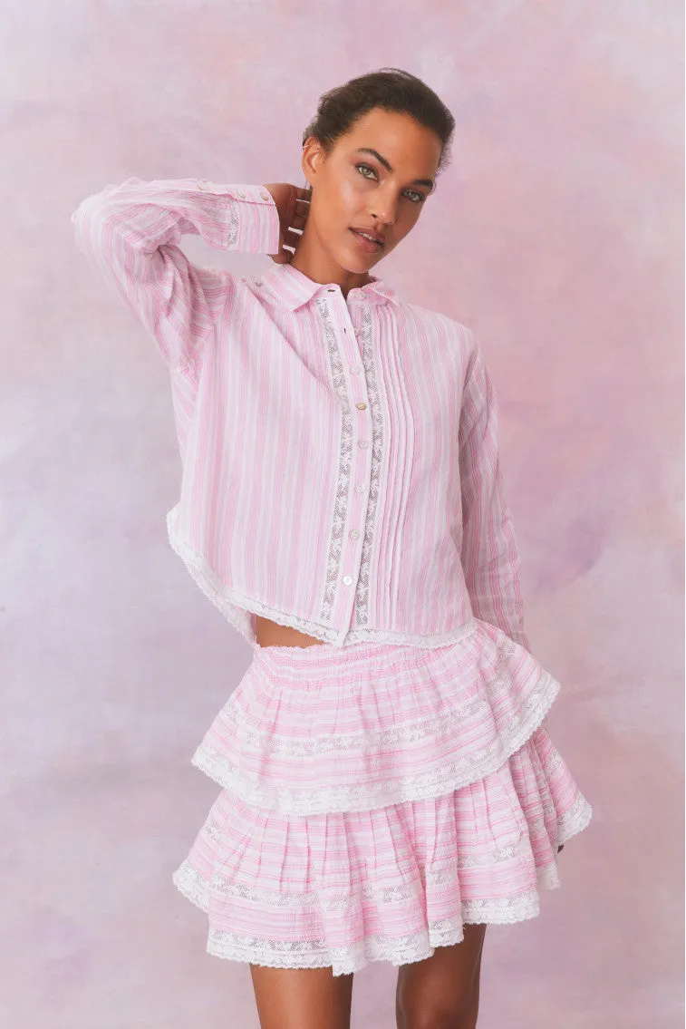 Rosaway Cotton Stripe Top-CAPTIVA PINK sold by LoveShackFancy product image thumbnail 4