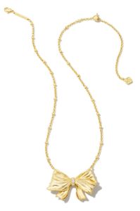 Kendra Scott x LoveShackFancy Gold Bow Necklace in White Crystal sold by LoveShackFancy