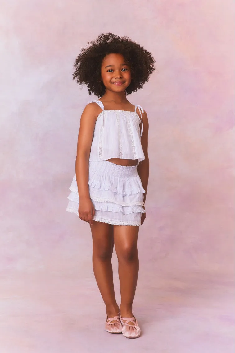 Girls Billie Cotton Stripe Skirt sold by LoveShackFancy