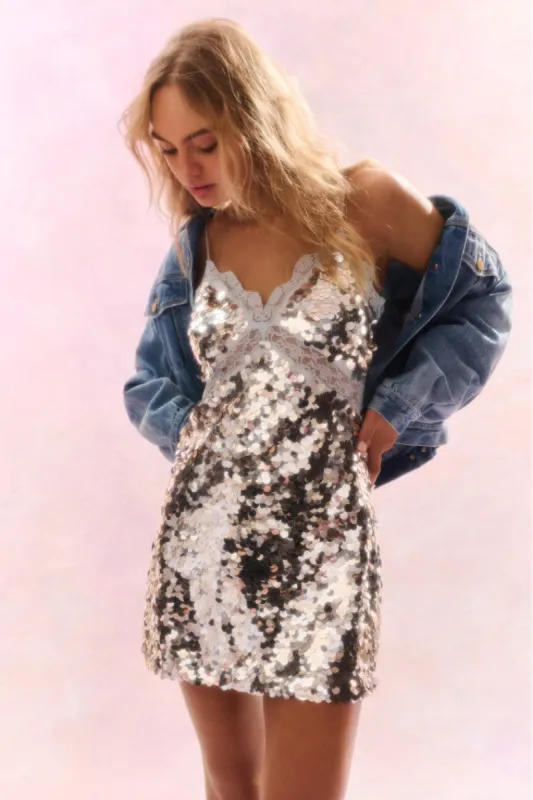 Finta Sequin Mini Dress sold by LoveShackFancy