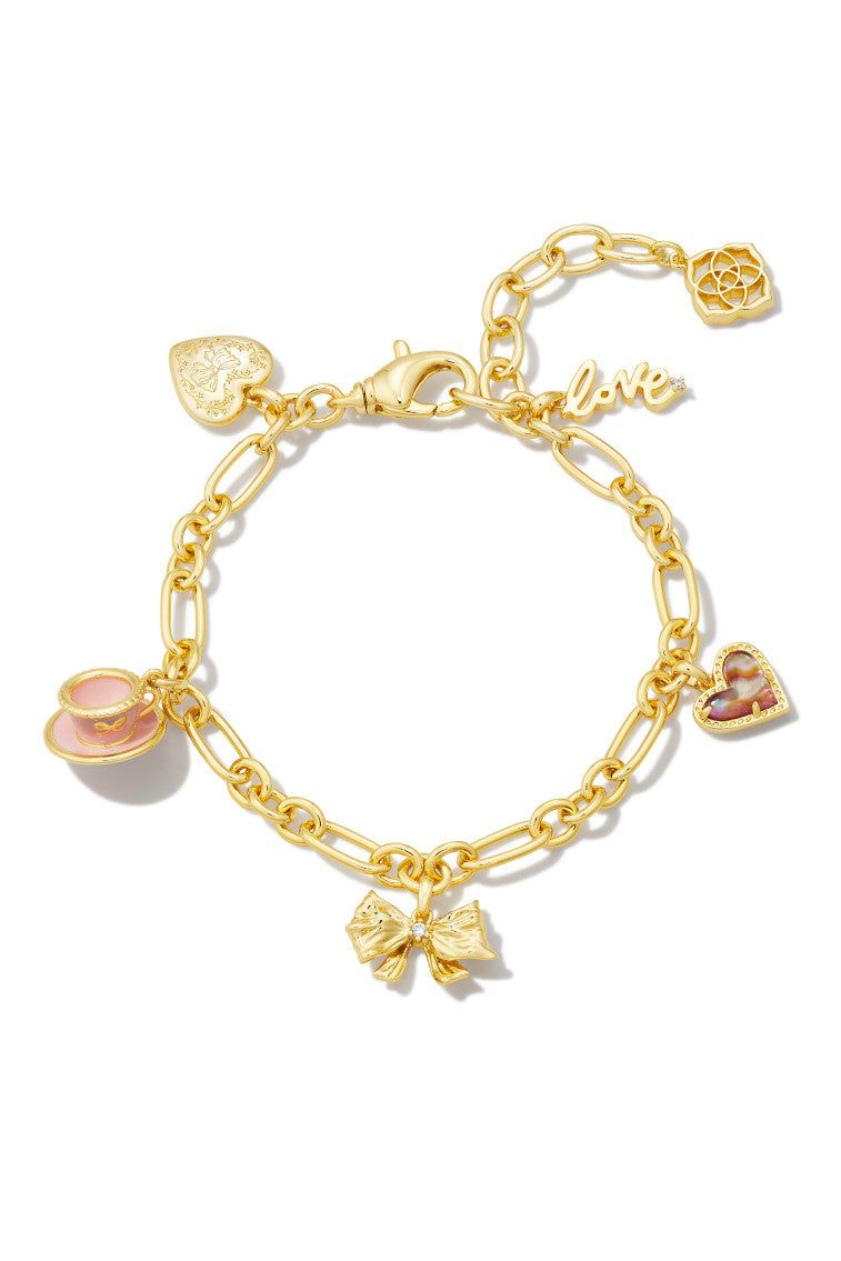 Kendra Scott x LoveShackFancy Gold Charm Bracelet in Pink Mix sold by LoveShackFancy
