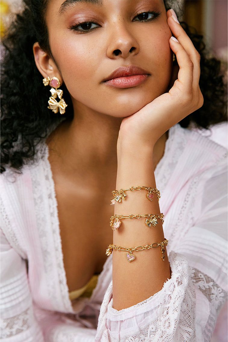 Kendra Scott x LoveShackFancy Gold Charm Bracelet in Pink Mix sold by LoveShackFancy product image thumbnail 2