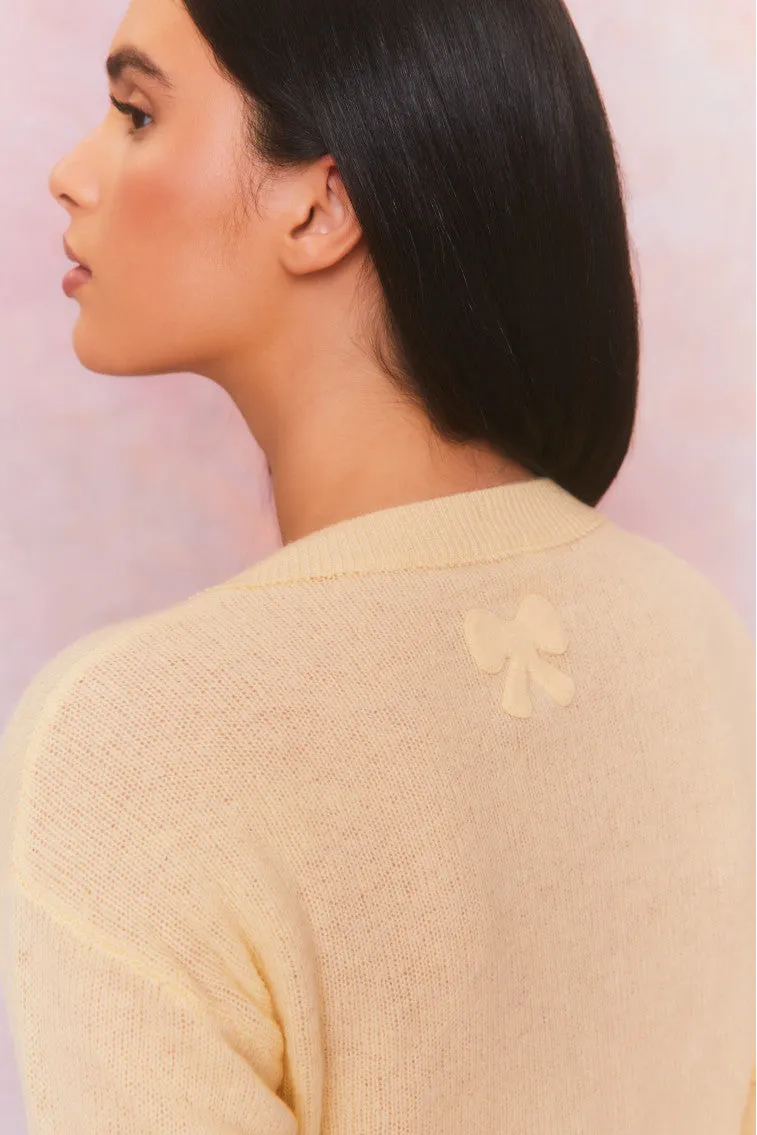 Lawrence Yellow Bow Applique Cardigan sold by LoveShackFancy product image thumbnail 2
