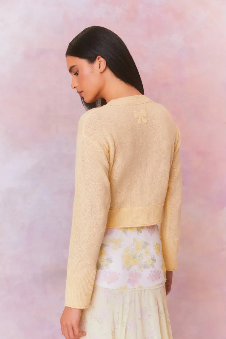 Lawrence Yellow Bow Applique Cardigan sold by LoveShackFancy product image thumbnail 4