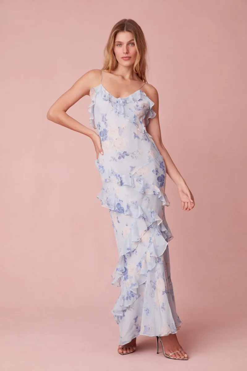 white christmas dresses Rialto Floral Chiffon Maxi Dress- Women's Designer Luxury Dresses main image 0