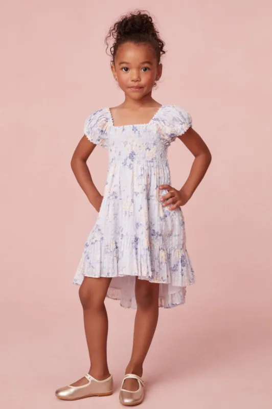 Girls Muriella Fragrance Print Dress - WHISPER BLUE made by LoveShackFancy