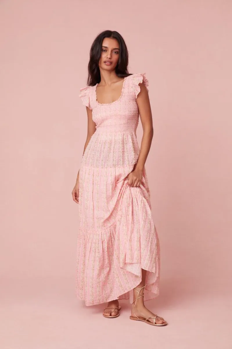Chessie Fragrance Print Cotton Maxi Dress - STRAWBERRY MACAROON | Parallel