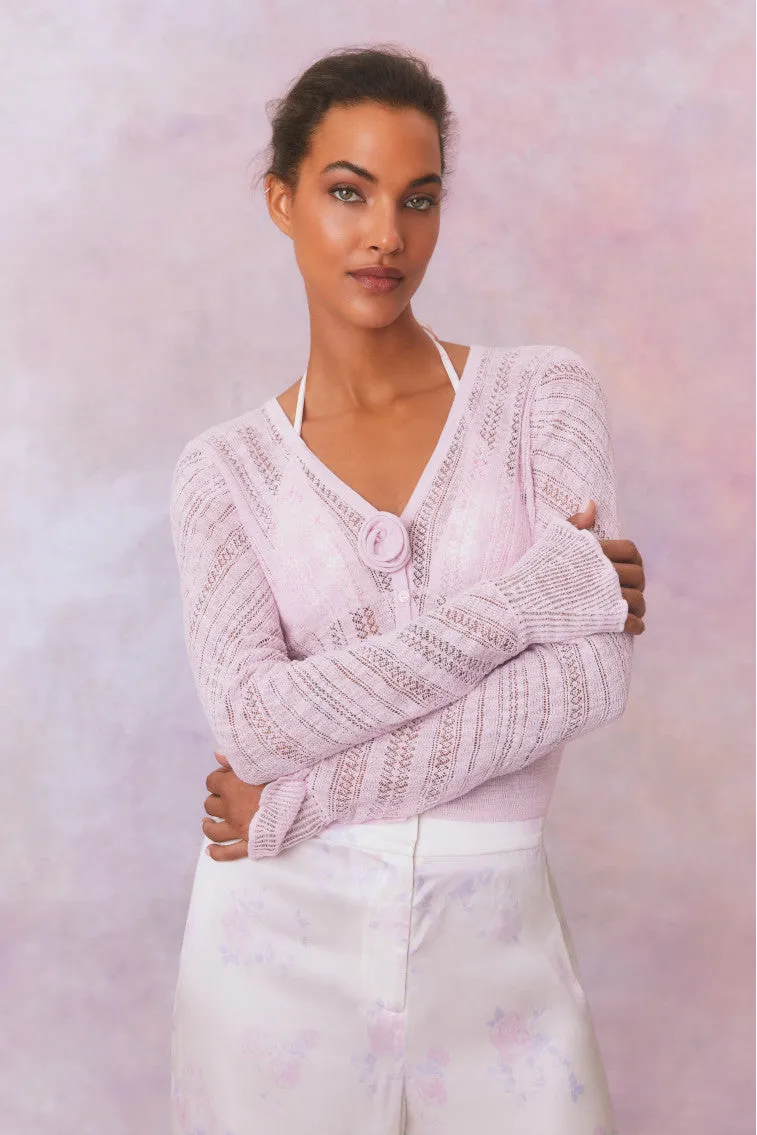Luz Cotton Pointelle Rosette Cardigan sold by LoveShackFancy product image thumbnail 3