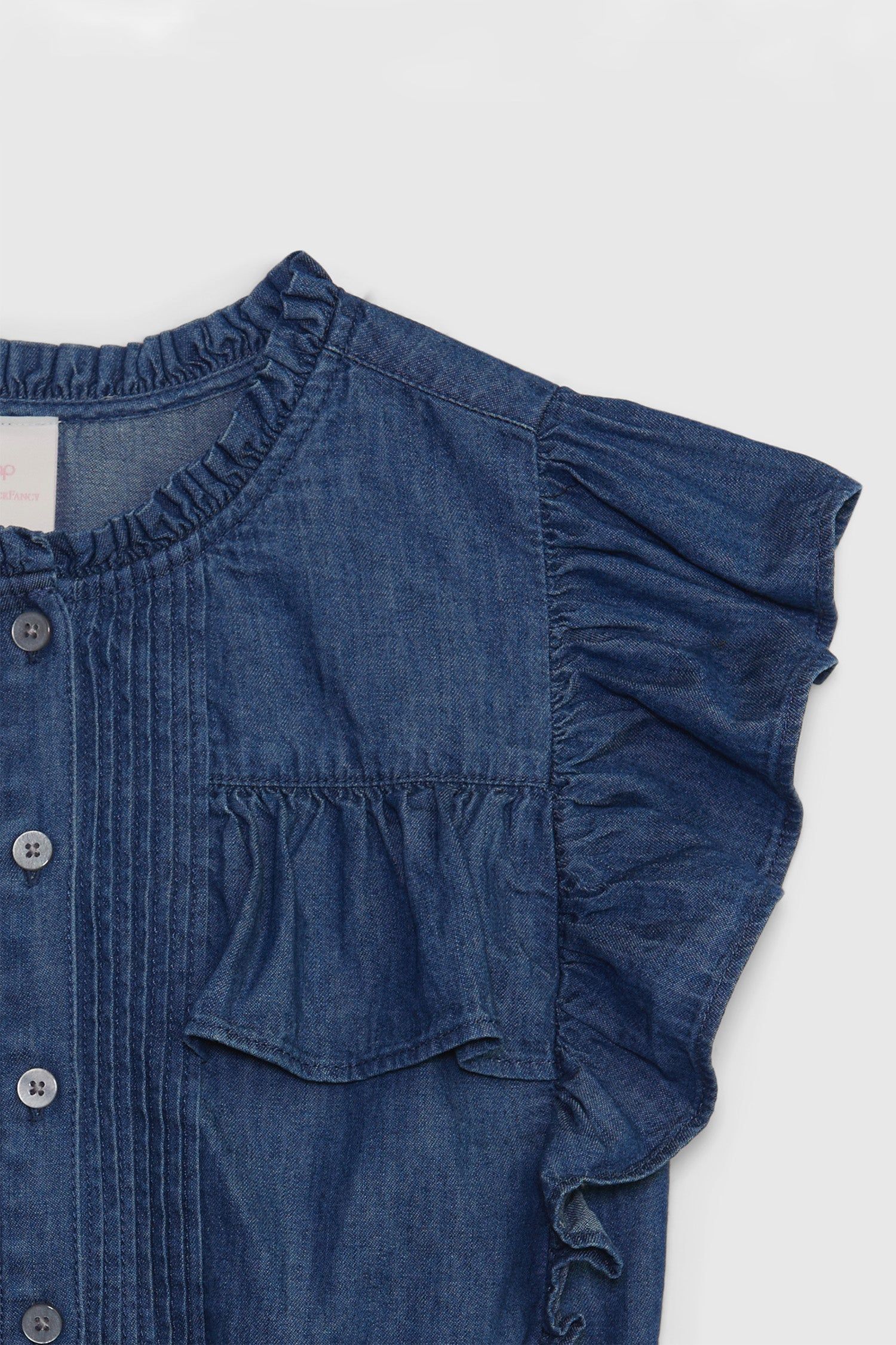 Gap x LoveShackFancy Kids Denim Ruffle Top sold by LoveShackFancy product image thumbnail 4
