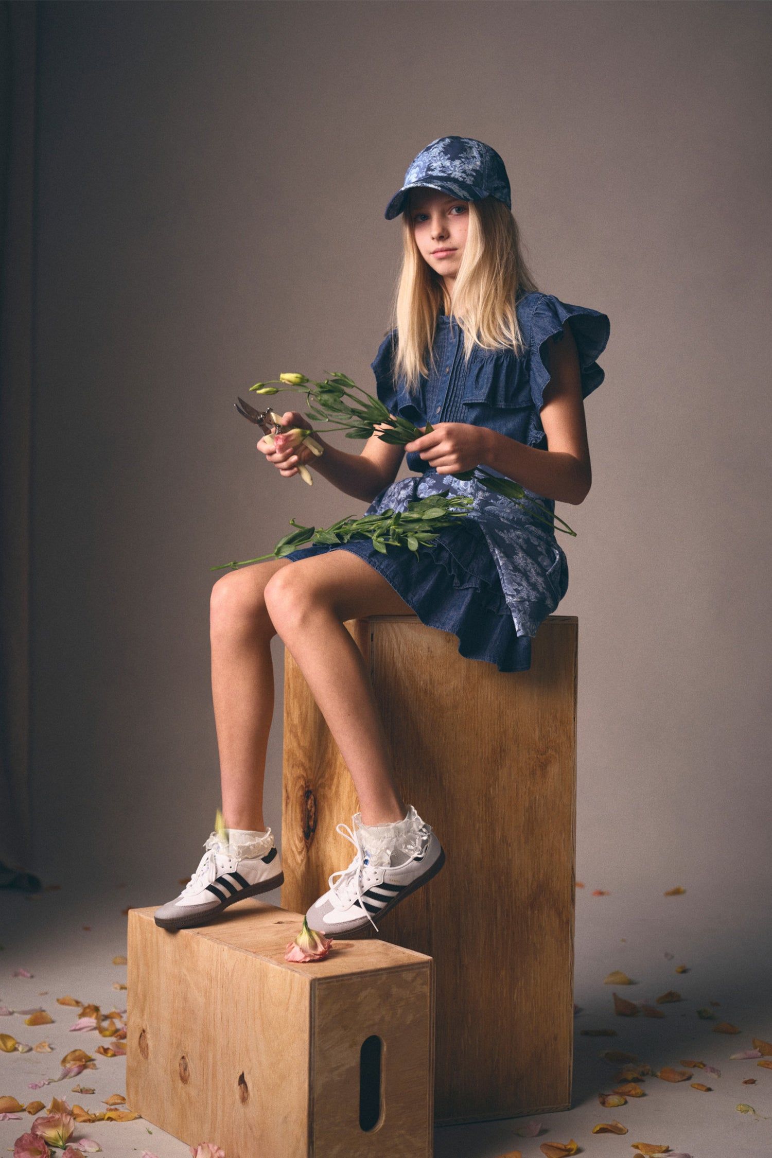 Gap x LoveShackFancy Kids Denim Ruffle Top sold by LoveShackFancy product image thumbnail 2