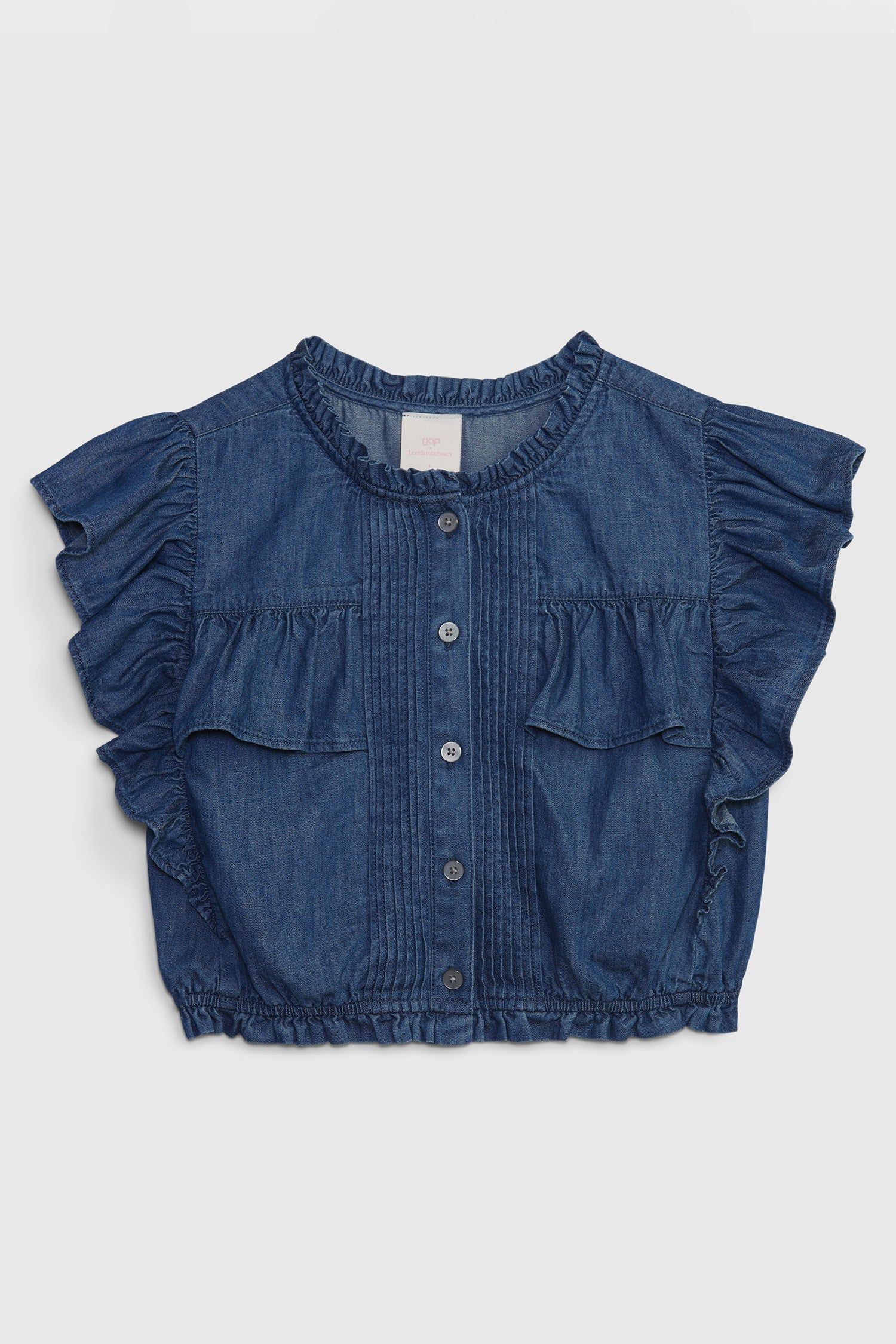 Gap x LoveShackFancy Kids Denim Ruffle Top sold by LoveShackFancy