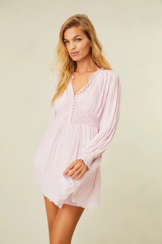 Belinda Smocked Mini Long Sleeve Dress sold by LoveShackFancy