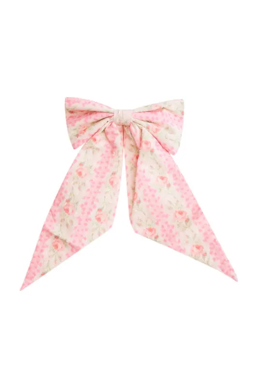 Patchouli Fragrance Print Bow Clip- STRAWBERRY MACAROON sold by LoveShackFancy