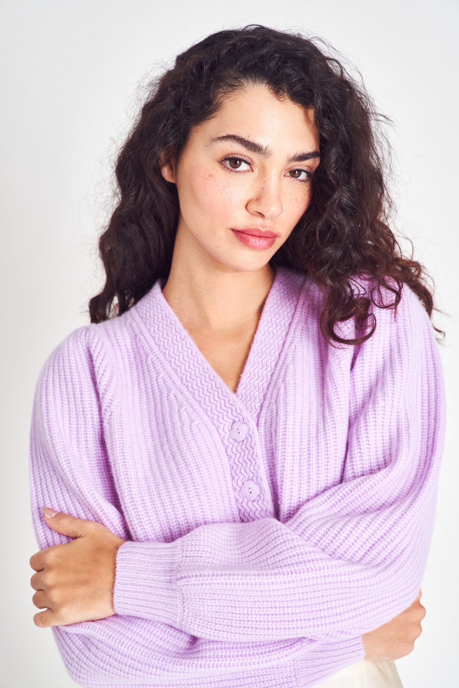 Avignon Cropped Cardigan - FRENCH LAVENDER sold by LoveShackFancy