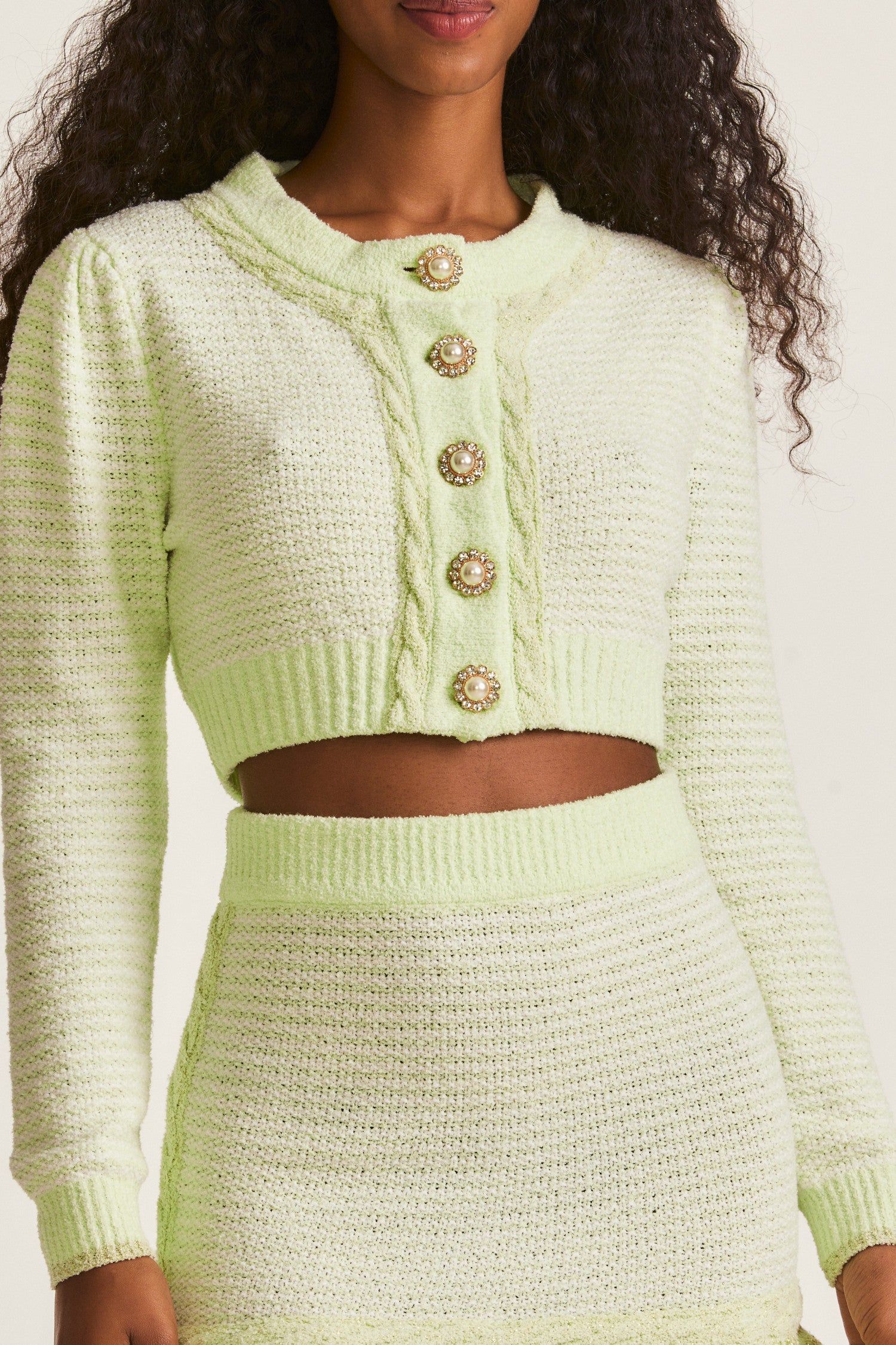 Twain Crop Cardigan-PISTACHIO sold by LoveShackFancy